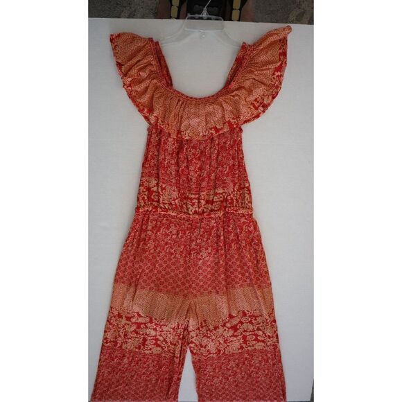 Anthropologie RAGA R3577-88 Women's Sz S Red Hard Lovin Frill Top Jumpsuit - Picture 6 of 6